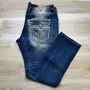 Rock Revival Jeans 'Amoux' Straight Leg Washed Denim - Size 40